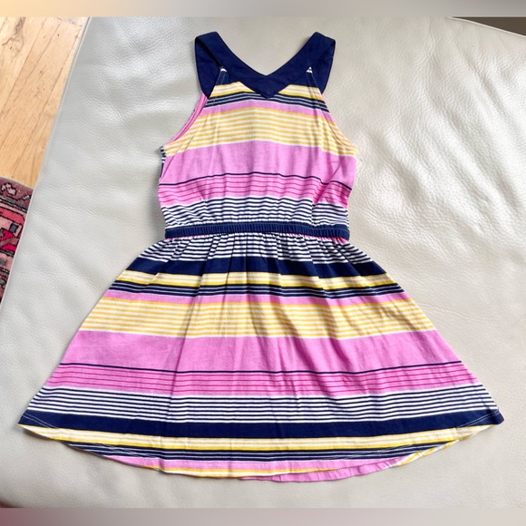 4/5 NWOT Juicy Couture Sleeveless Henley Halter Dress, Pink Navy Yellow Stripes - Picture 9 of 12
